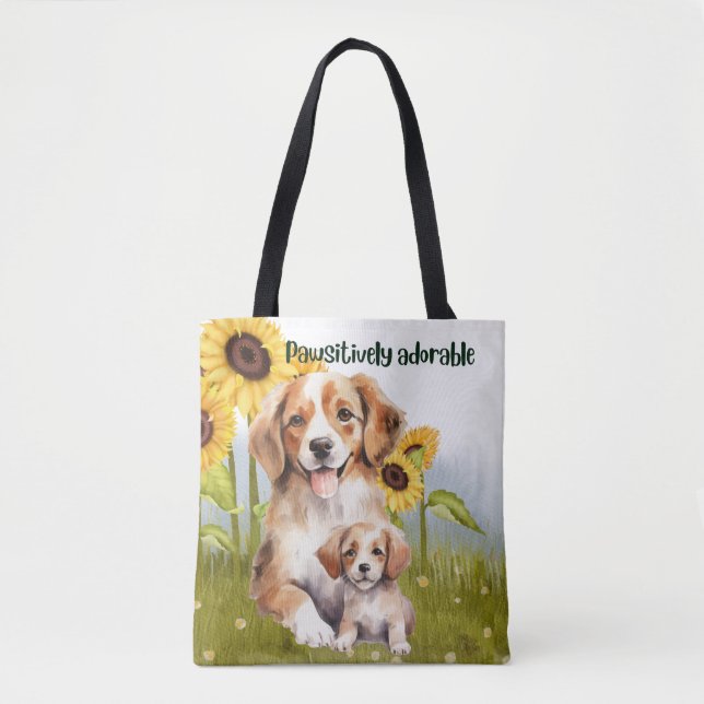 Bolsa Tote Ombro de Tota Adorável Pawsitivamente (Frente)