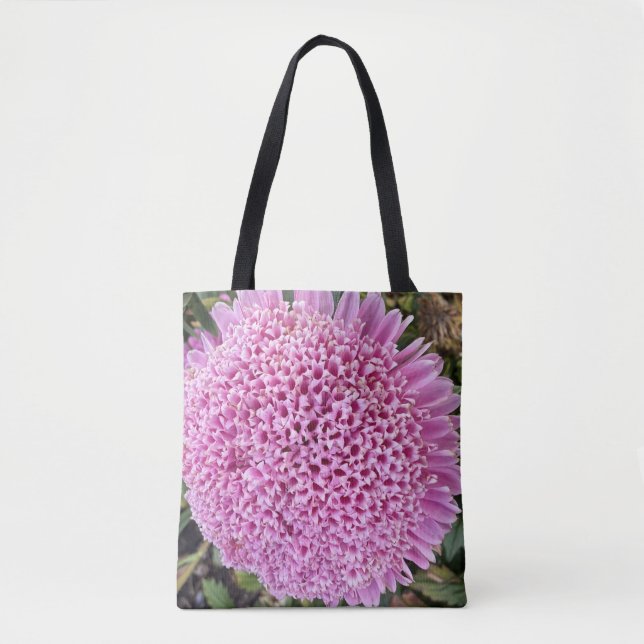 Bolsa Tote Ombro Floral Aster Rosa (Frente)