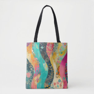 Bolsa Tote Onda de Flores Multicoloridas