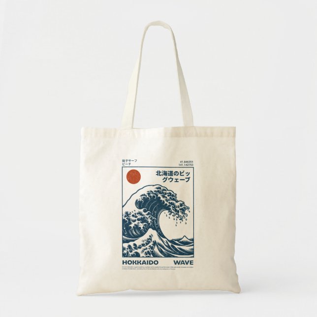 Bolsa Tote Onda de Hokkaido – Surf Japonês (Frente)