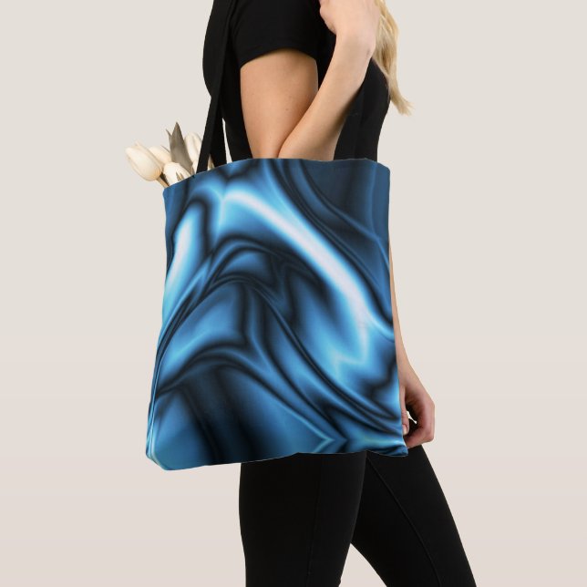 Bolsa Tote Onda de Seda Azul (Close Up)