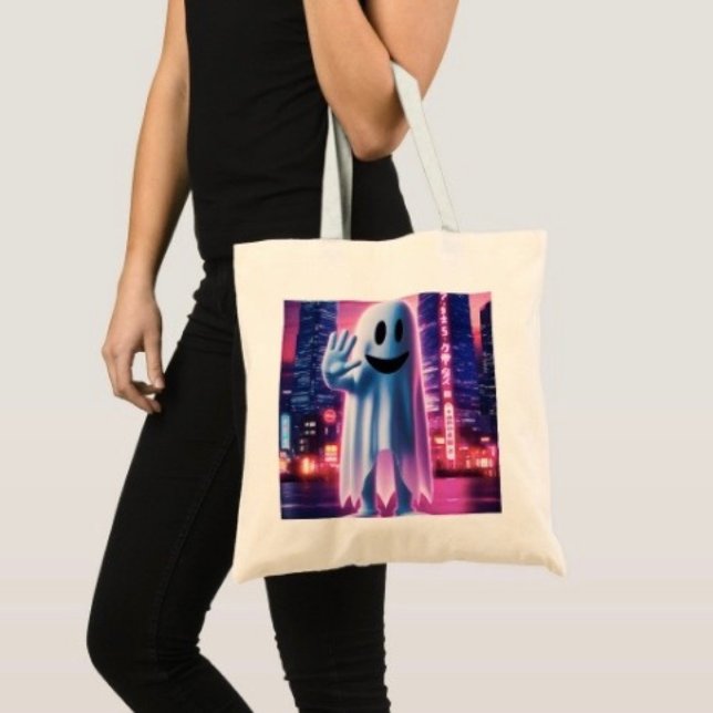 Bolsa Tote Onda Fantasmagórica & Luzes Urbanas (100% natural material 100% cotton D: 15.75"l x 15.25"w 5 handle colors.

)