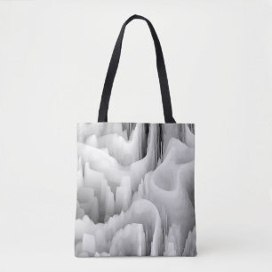 Bolsa Tote onda fractal abstrato de arte turva monocromática