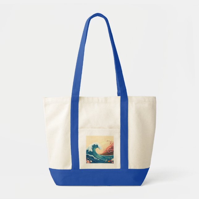 Bolsa Tote Onda Oceânica Impressionista (Frente)