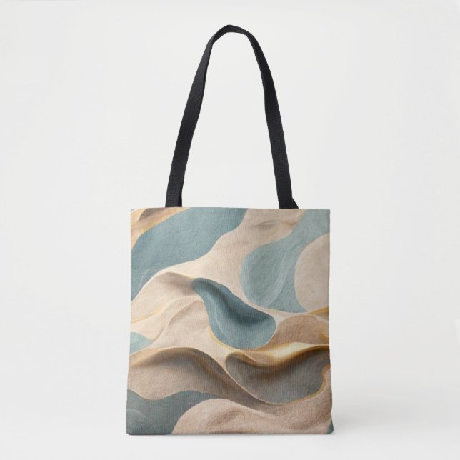 Bolsa Tote onda verde-azul-bege moderna (Frente)