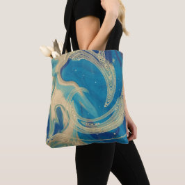 Bolsa Tote Ondas Abstratas Coloridas Geométricas Azuis