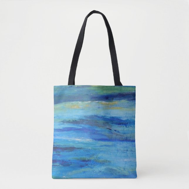 Bolsa Tote Ondas Abstrato azuis (Frente)