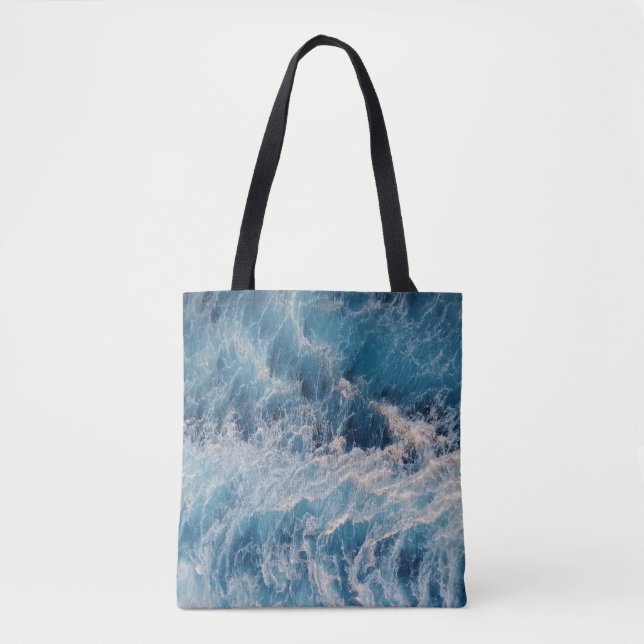 Bolsa Tote Ondas azuis do oceano (Frente)