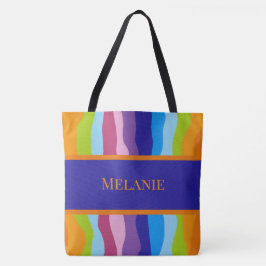 Bolsa Tote Ondas Coloridas com Nome