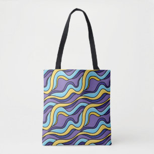 Bolsa Tote Ondas Coloridas Padrão Retroativo Moderno Funky R