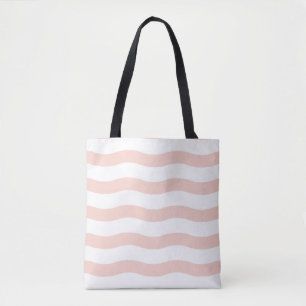 Bolsa Tote Ondas cor-de-rosa fofas padrão contínuo Design cor
