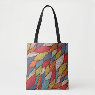 Bolsa Tote Ondas Desenhadas À Mão: Fundo Sem Abstrato.