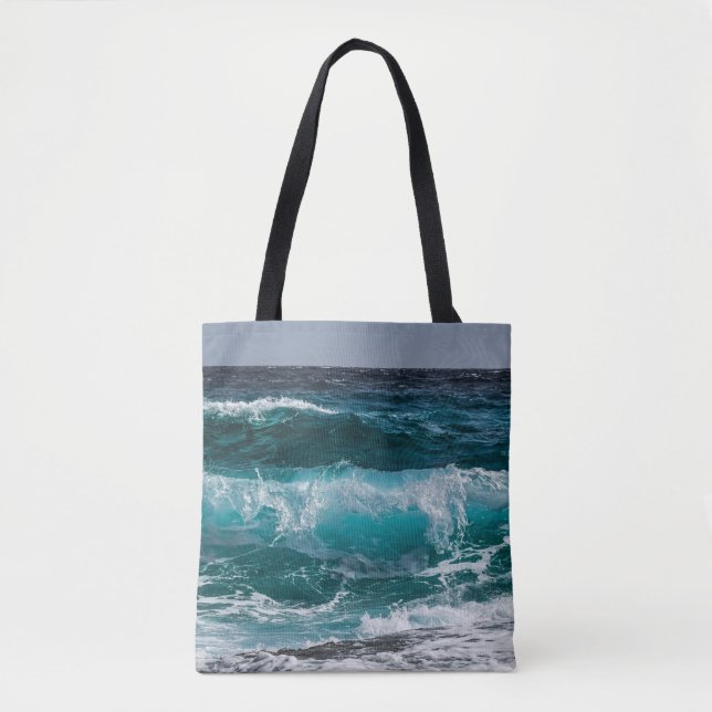 Bolsa Tote Ondas do Oceano Azul (Frente)