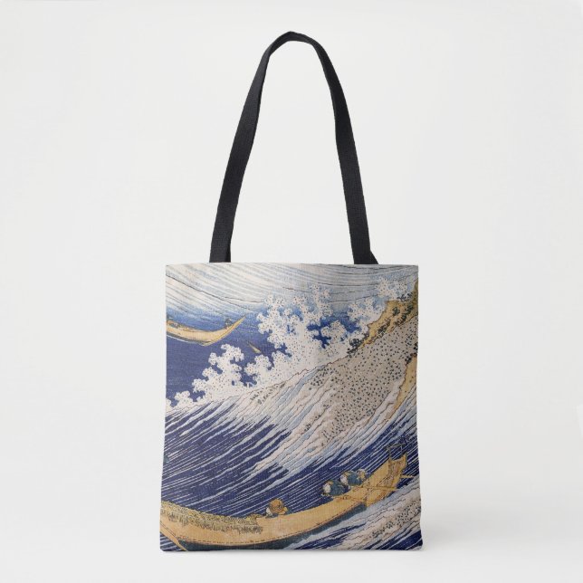 Bolsa Tote Ondas do Oceano de Hokusai Barcos no Mar (Frente)