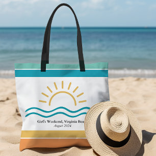 Bolsa Tote Ondas do Oceano Personalizadas para Fim de Semana 