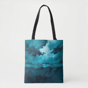 Bolsa Tote Ondas do Oceano Temperamentais Sob Céu Tempestuoso
