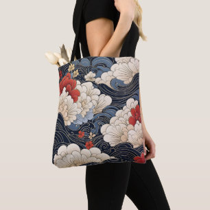 Bolsa Tote Ondas Estilo Ukiyo-e