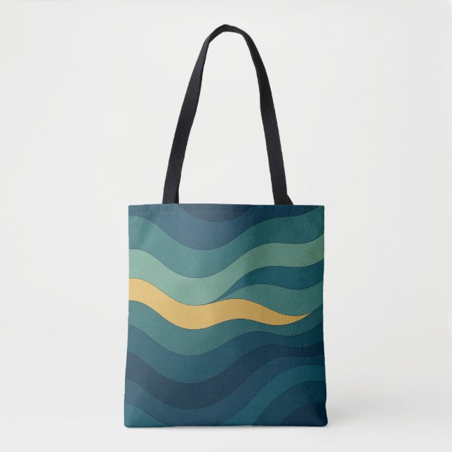 Bolsa Tote Ondas Geométricas - Fluxo Abstrato Minimalista (Frente)