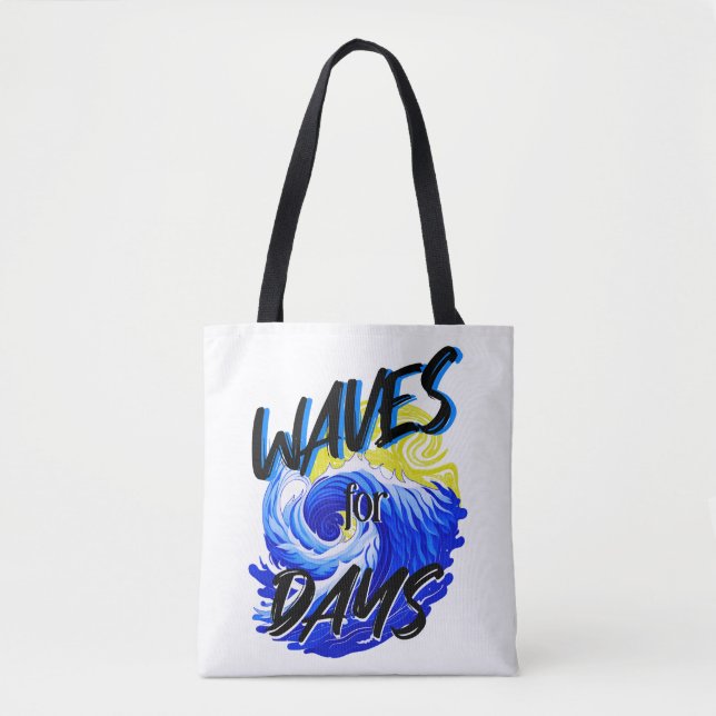 Bolsa Tote Ondas Por Dias, Vida Na Praia, Arte Do Lago Oceano (Frente)