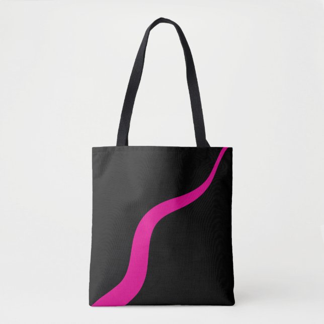 Bolsa Tote Ondas simples 3 em magenta e preto (Frente)