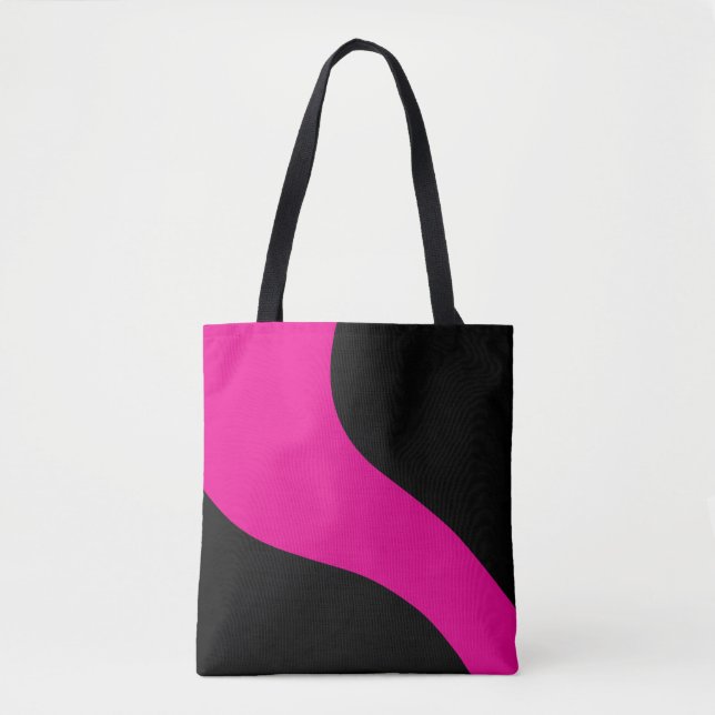 Bolsa Tote Ondas simples em magenta e preto (Frente)