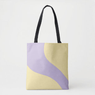 Bolsa Tote Ondas Simples em Pastel Amarelo e Roxo