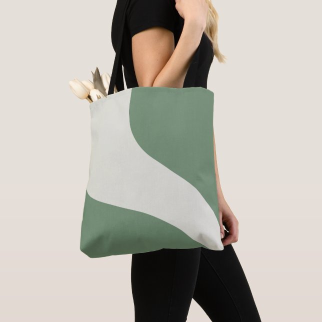 Bolsa Tote Ondas Simples em Verde (Close Up)