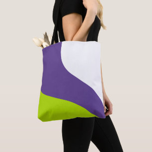 Bolsa Tote Ondas Simples em Verde Lima e Roxo