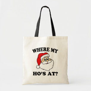Bolsa Tote Onde meu Ho no papai noel engraçado do Natal