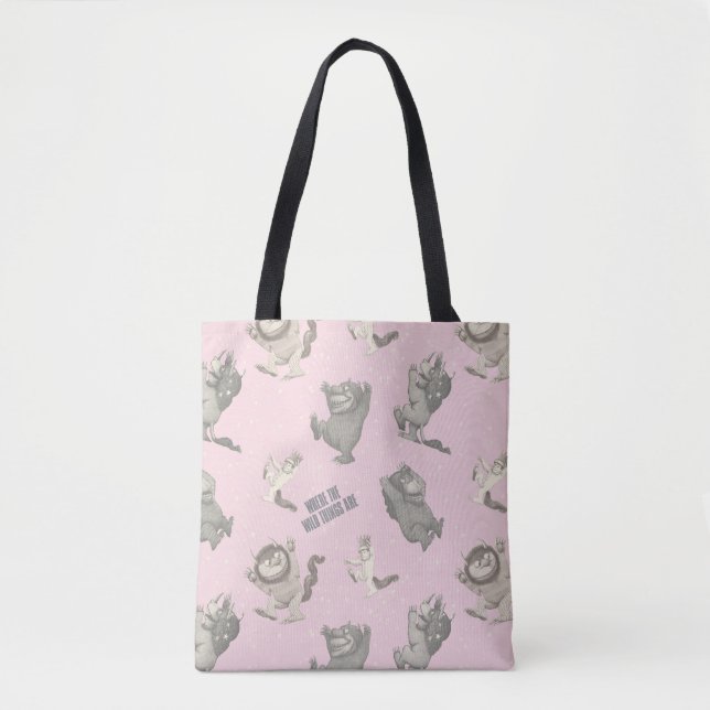 Bolsa Tote Onde Vivem os Monstros Padrão Estrela Rosa (Frente)