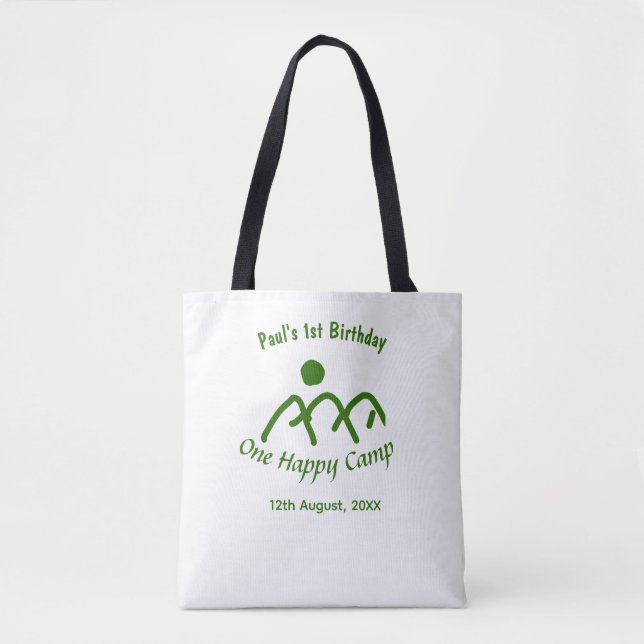 Bolsa Tote One happy camp green mountain sun 1st birthday  (Frente)