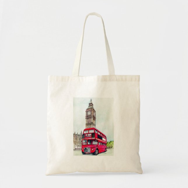 Bolsa Tote Ônibus e Big Ben de Londres (Frente)