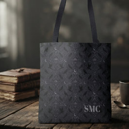 Bolsa Tote Onyx Preto Gótico Corvo Barroco Monograma