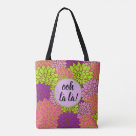 Bolsa Tote Ooh la la Floral Ousado/ Monograma Rosa Roxo Verde