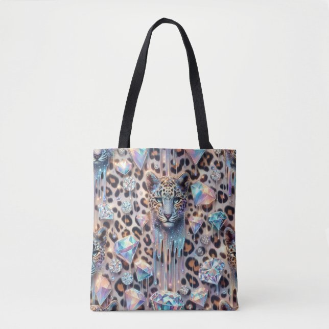Bolsa Tote Opalina Estampa de Leopardo Feminina (Frente)