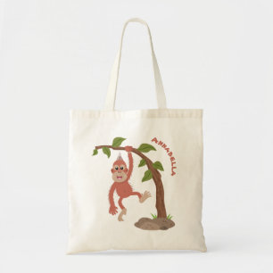Bolsa Tote Óptica de desenho animado de orangotango, um bebê 