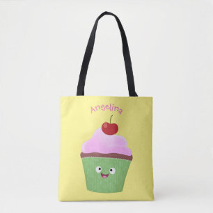 Bolsa Tote Óptica ilustração do desenho animado do cupcake