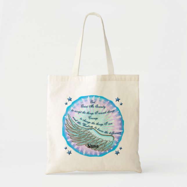 Bolsa Tote Oração da Serenidade Asa Violeta (Frente)