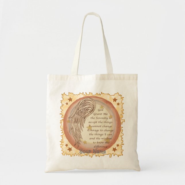 Bolsa Tote Oração da Serenidade do Anjo Cristão (Frente)