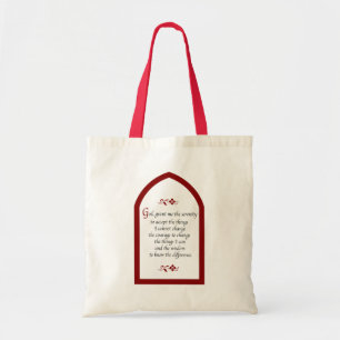 Bolsa Tote Oração da Serenidade-Moldura Burgundy/Vintage