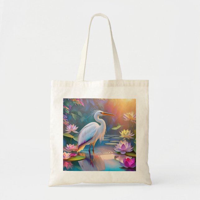 Bolsa Tote Orange Billed White Heron Fantasy Bird (Frente)