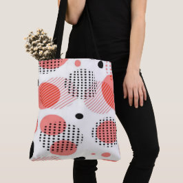 Bolsa Tote Orange Circles with Black Polka Dots pattern
