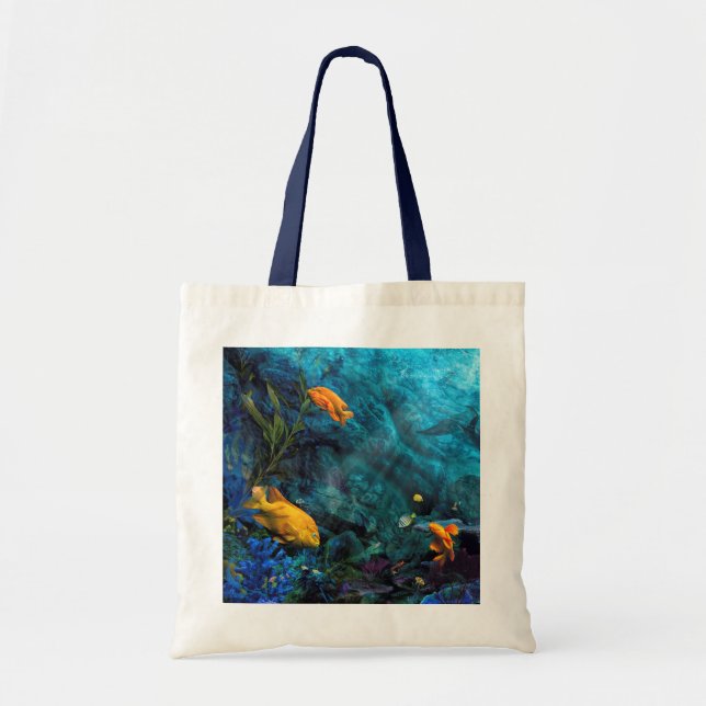 BOLSA TOTE ORANGE FISH BLUE OCEAN (Frente)