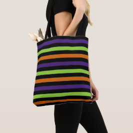 BOLSA TOTE ORANGE GREEN PURPLE BLACK HALLOWEEN STRIPES