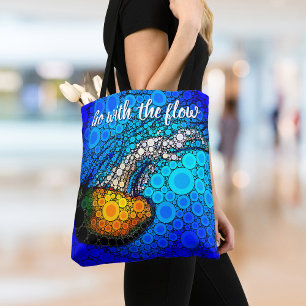 Bolsa Tote Orange Jellyfish Blue Ocean Vai com o Fluxo