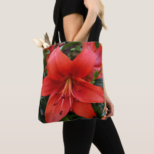 Bolsa Tote Orange Lily Bloom Floral