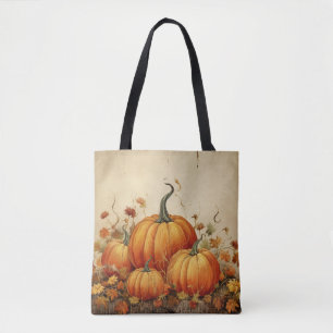 Bolsa Tote Orange Pumpkins Rustic Autumn