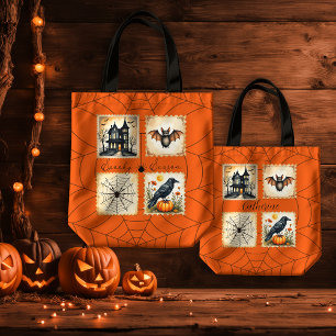 Bolsa Tote Orange Spiderweb Spooky Season