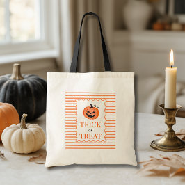Bolsa Tote Orange Striped Pumpkin Trick or Treat