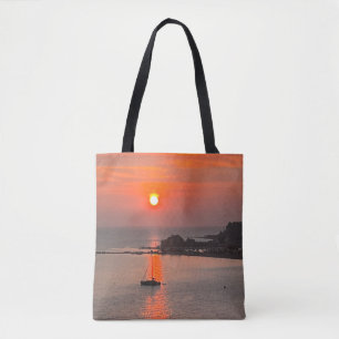 Bolsa Tote Orange Sunset sobre o Mar
